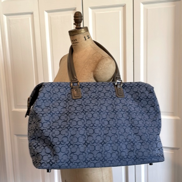 Disney Other - Disney World Blue Canvas Travel Bag with Coach Style Mickey Mouse Ears Weekend